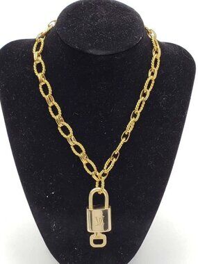 Gold-Plated Necklace with Authentic Louis Vuitton Padlock
